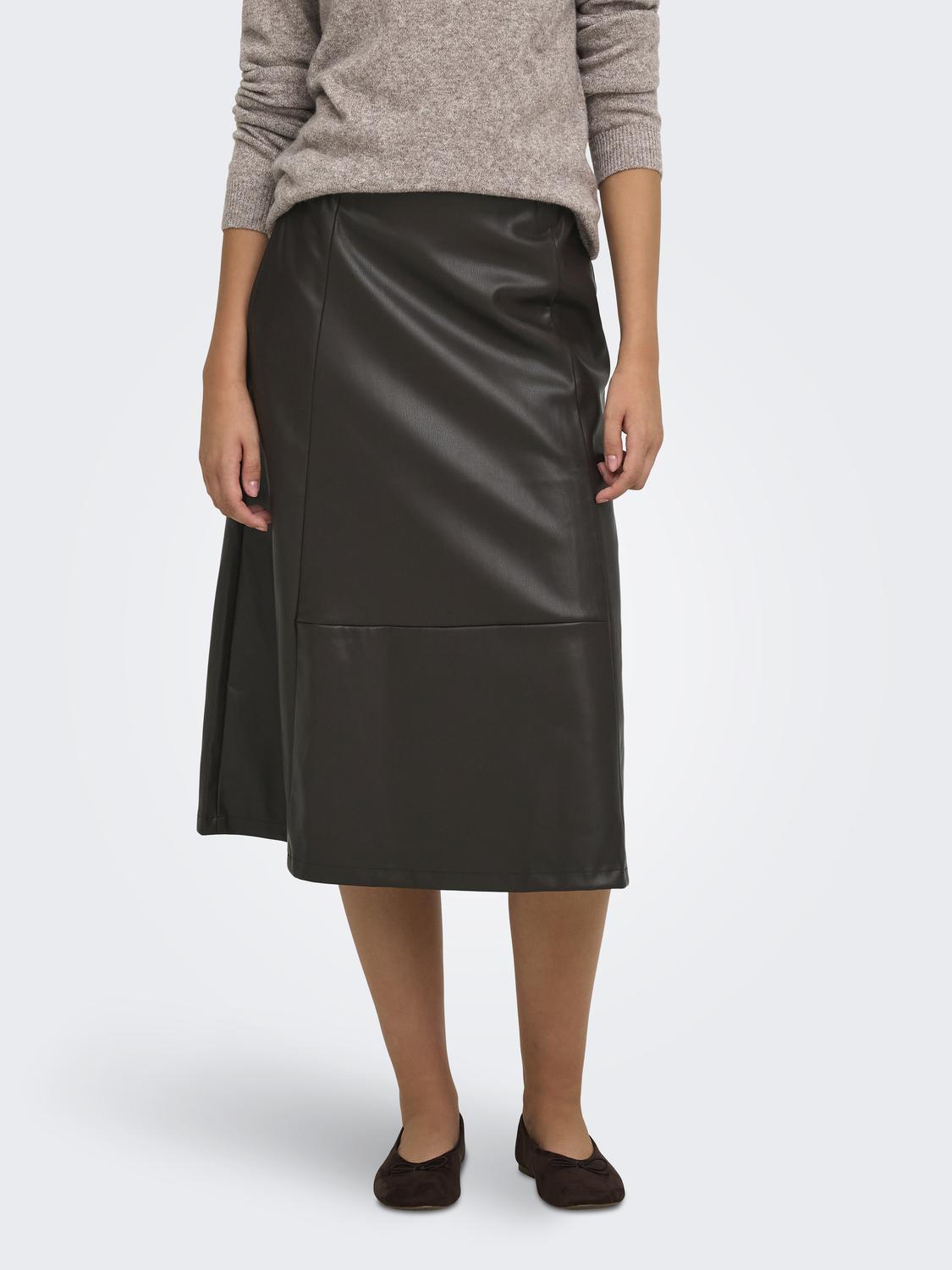 ONLFIBY MW FAUX LEATHER LONG SKIRT PNT