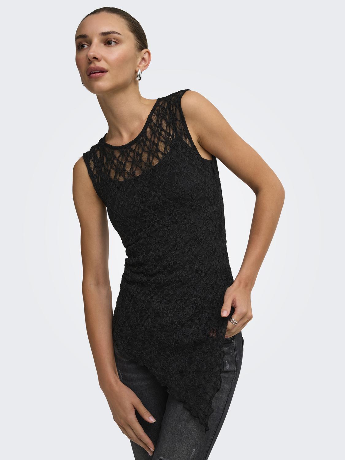 ONLLIVA S/L ASYMMETRIC LACE TOP JRS - 5