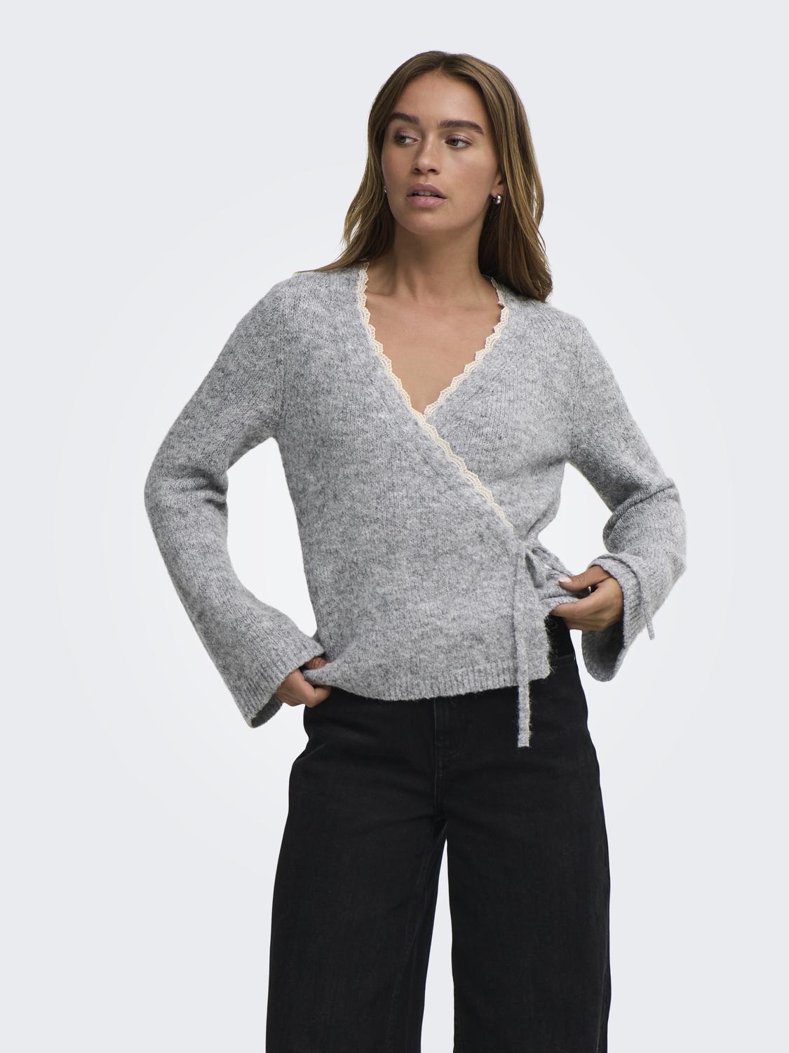 JDYDINA L/S WRAP LACE CARDIGAN KNT