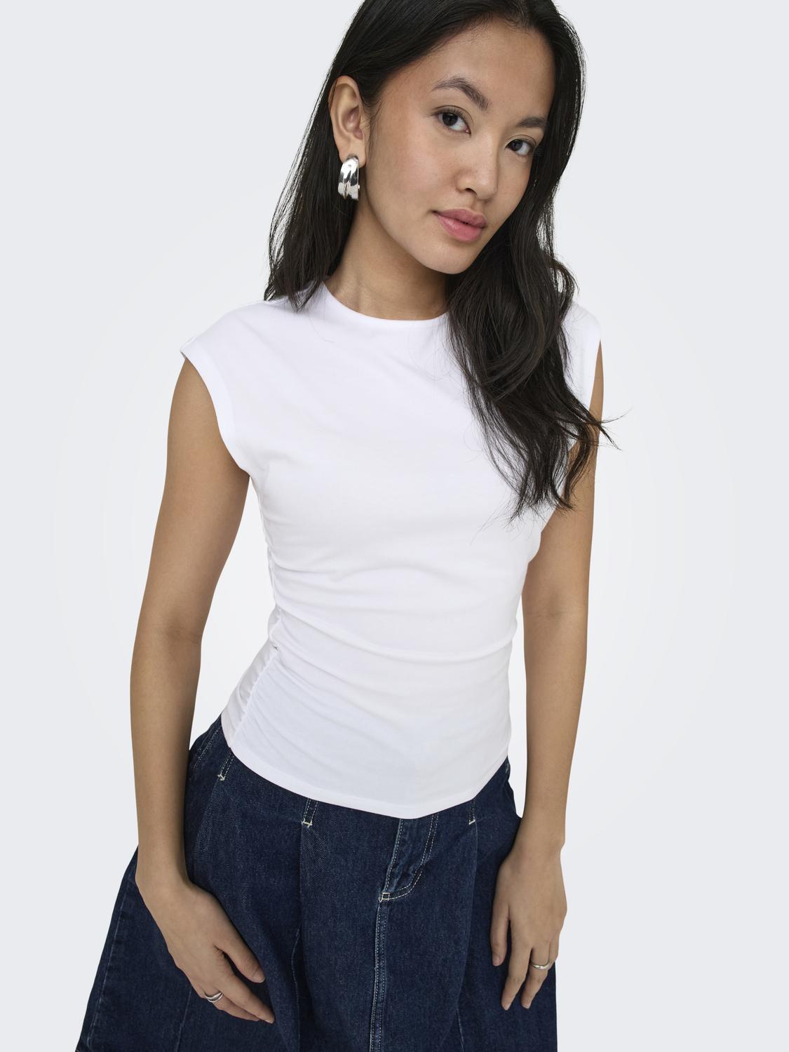 ONLMIRA Haut d’été à manches courtes pour femmes en coupe extensible - 10