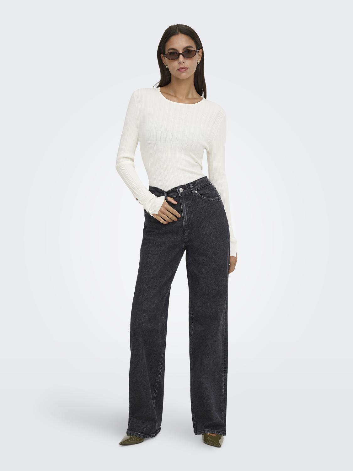 ONLJUICY Jeans met wijde pasvorm en hoge taille en achterzakken - 6