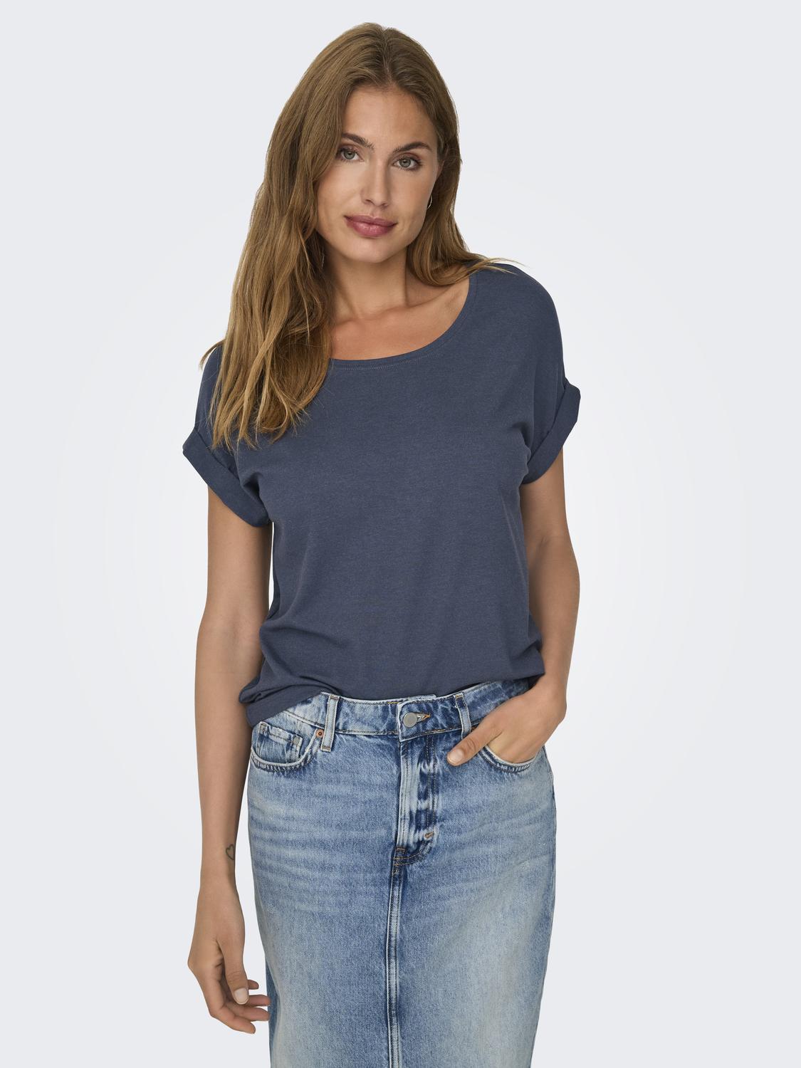 ONLMOSTER Regular Fit O-Neck Top med korte ermer - 4
