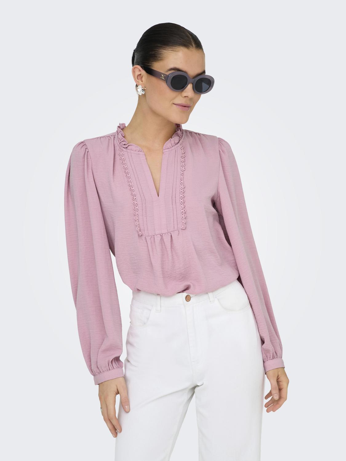 JDYRACHEL LIFE L/S PINTUCK TOP WVN NOOS - 6