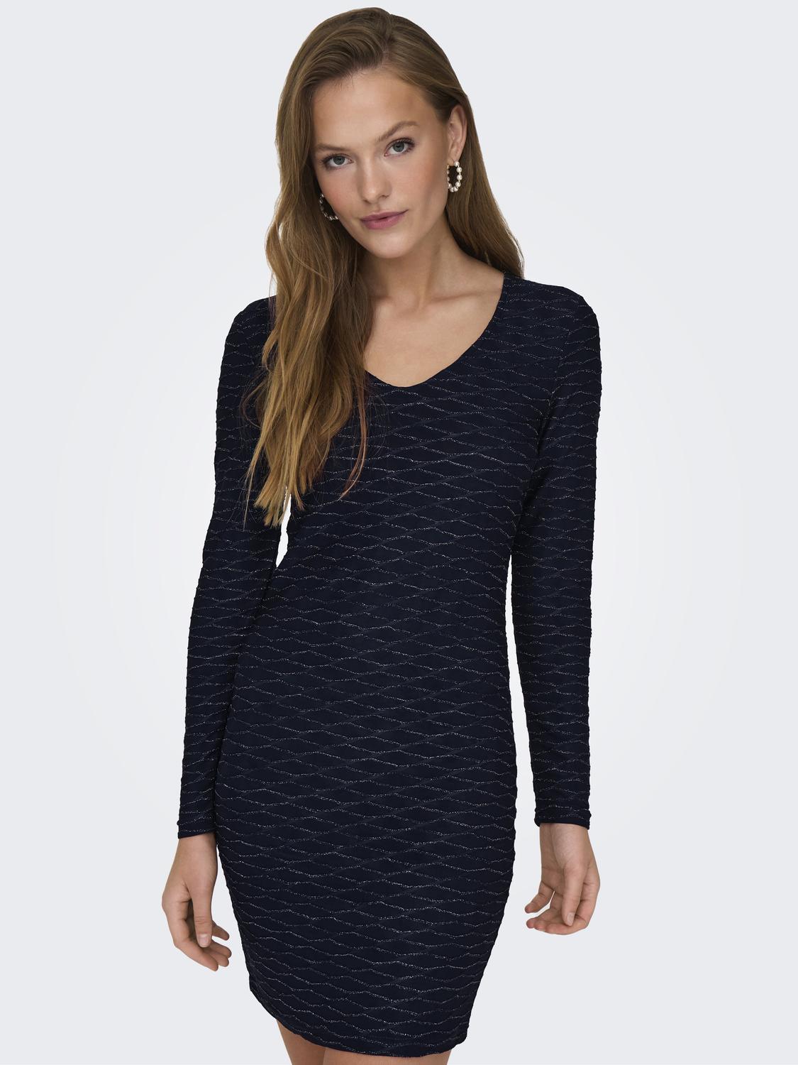 ONLASTRA L/S V-NECK GLITTER DRESS JRS - 4