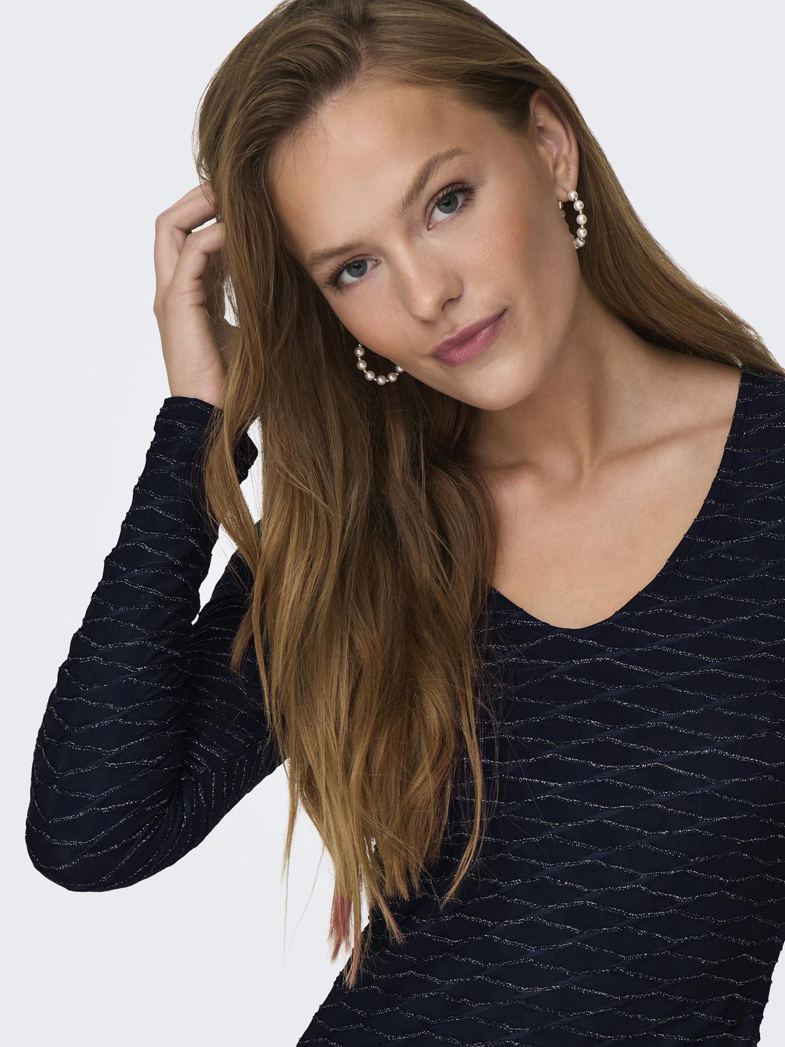ONLASTRA L/S V-NECK GLITTER DRESS JRS - 5