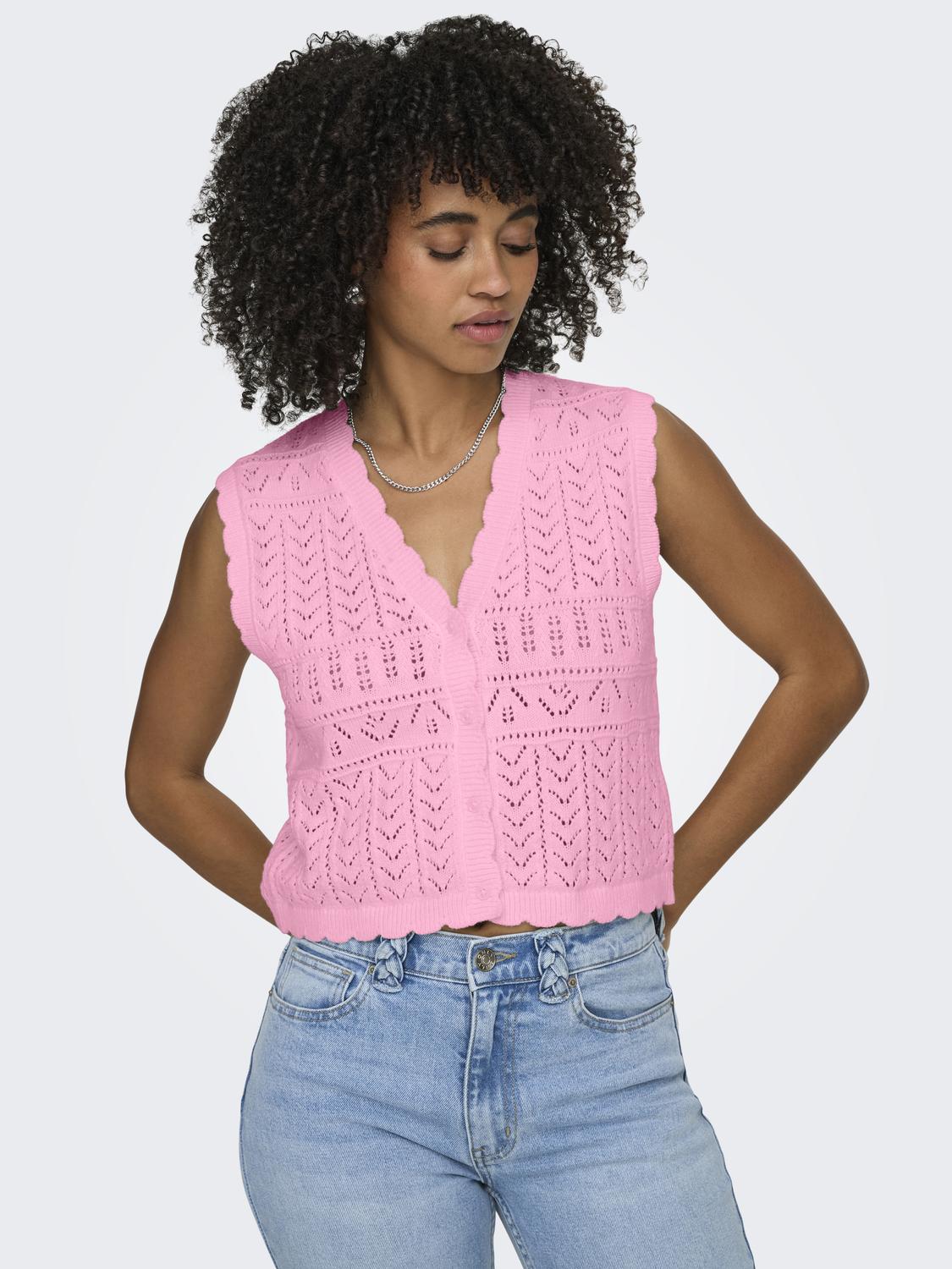 ONLIRINA Cardigan à col en V avec ourlet côtelé pour le printemps/été - 4