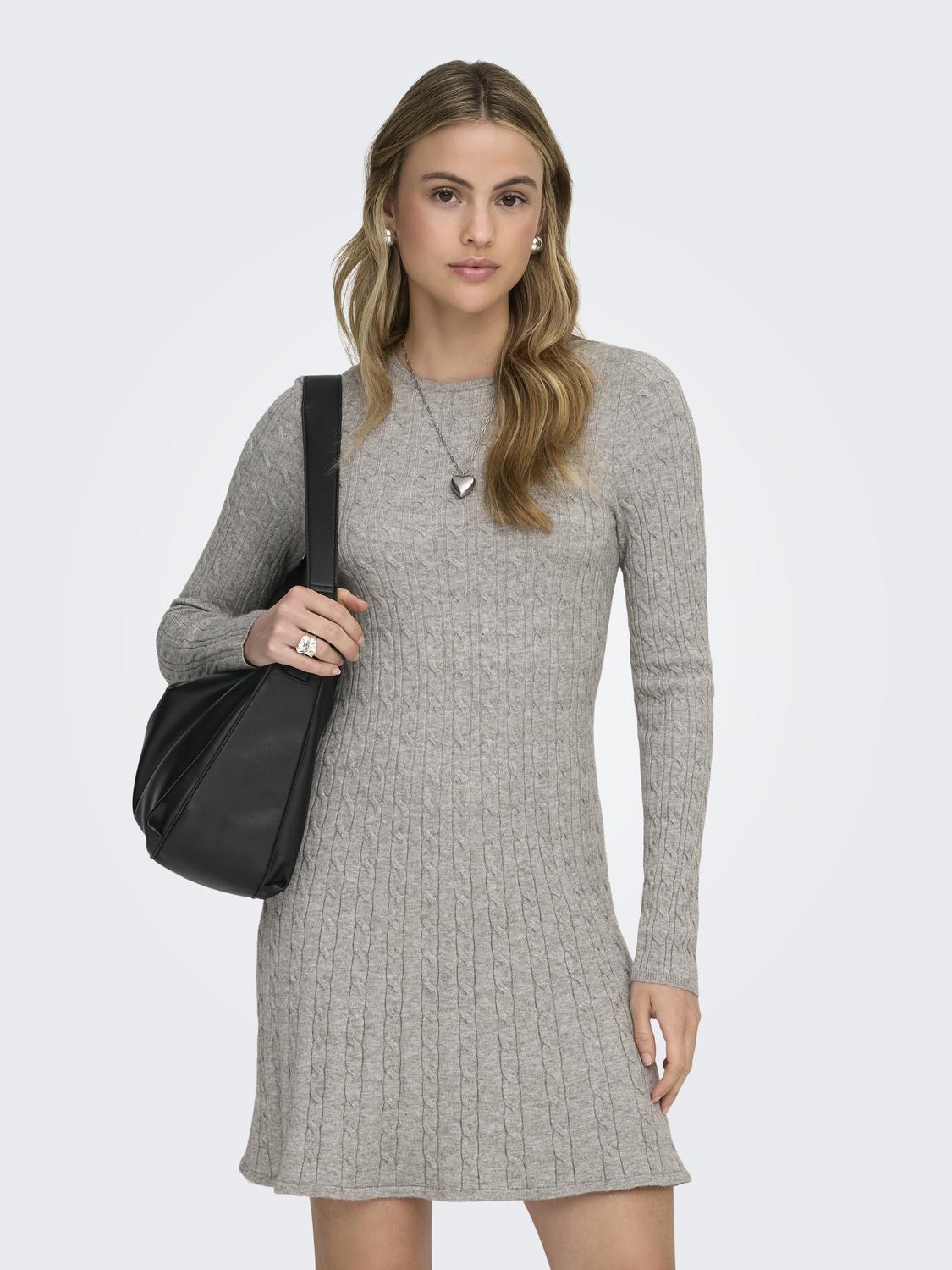 ONLIBI LS O-NECK CABLE DRESS CC KNT