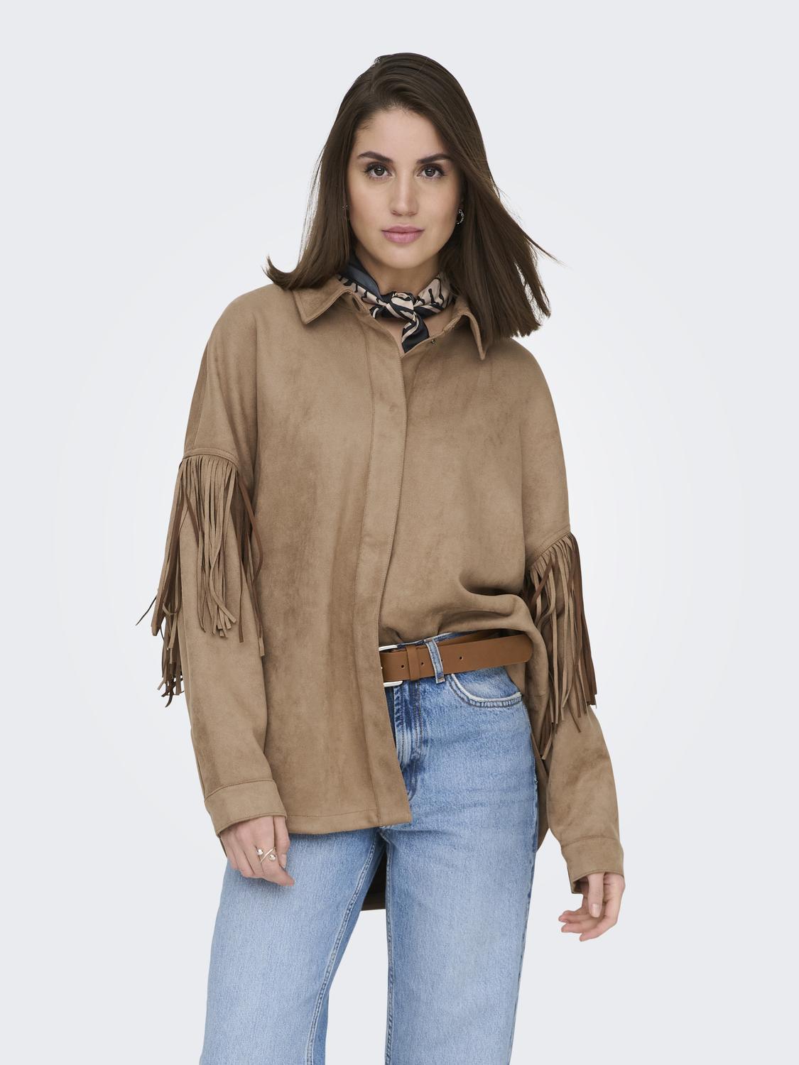 ONLSTINA FAUX SUEDE FRINGE SHACKET PNT