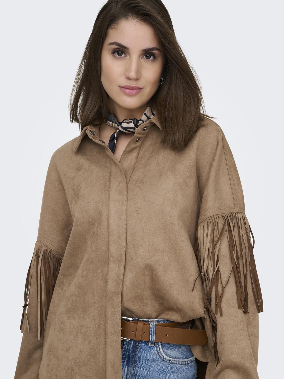 ONLSTINA FAUX SUEDE FRINGE SHACKET PNT - 4