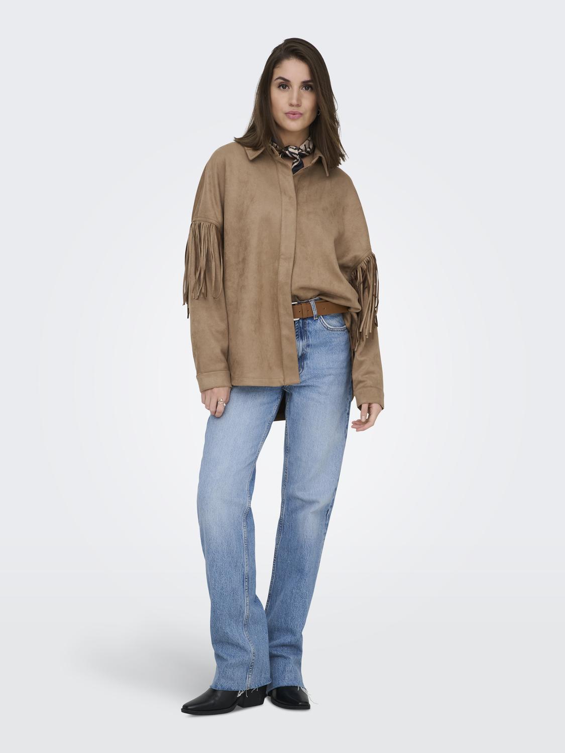 ONLSTINA FAUX SUEDE FRINGE SHACKET PNT - 6
