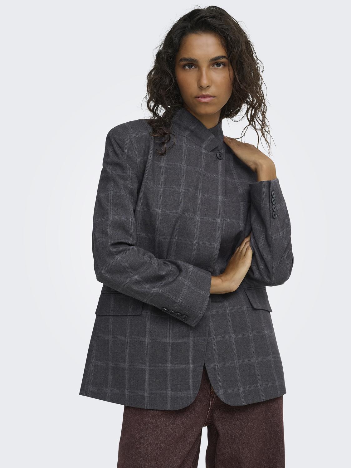 JDYVALERIE HIGH NECK CHECK BLAZER PNT - 5