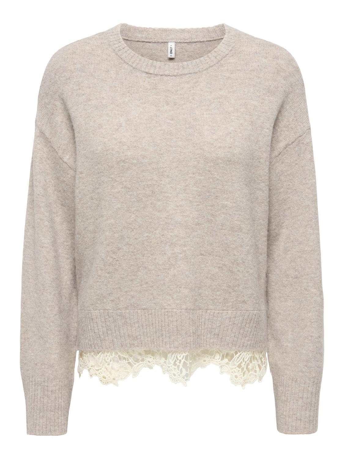 ONLEVIE NEW LS LACE MIX O-NECK OS KNT
