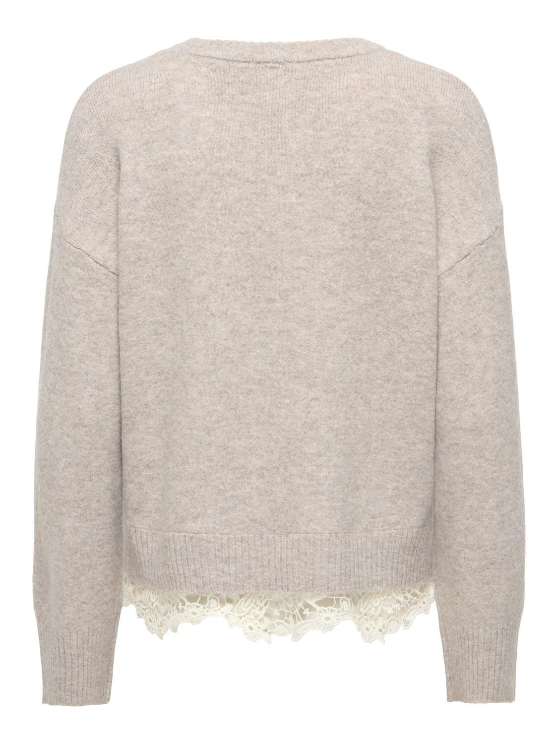 ONLEVIE NEW LS LACE MIX O-NECK OS KNT - 3