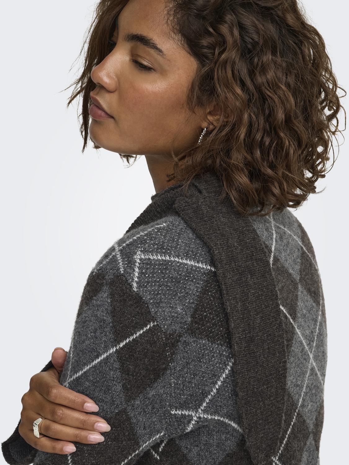 ONLOLIVIA LS ARGYLE TIE HIGHNECK CC KNT - 4
