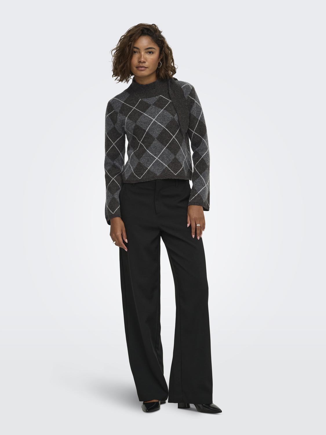 ONLOLIVIA LS ARGYLE TIE HIGHNECK CC KNT - 6