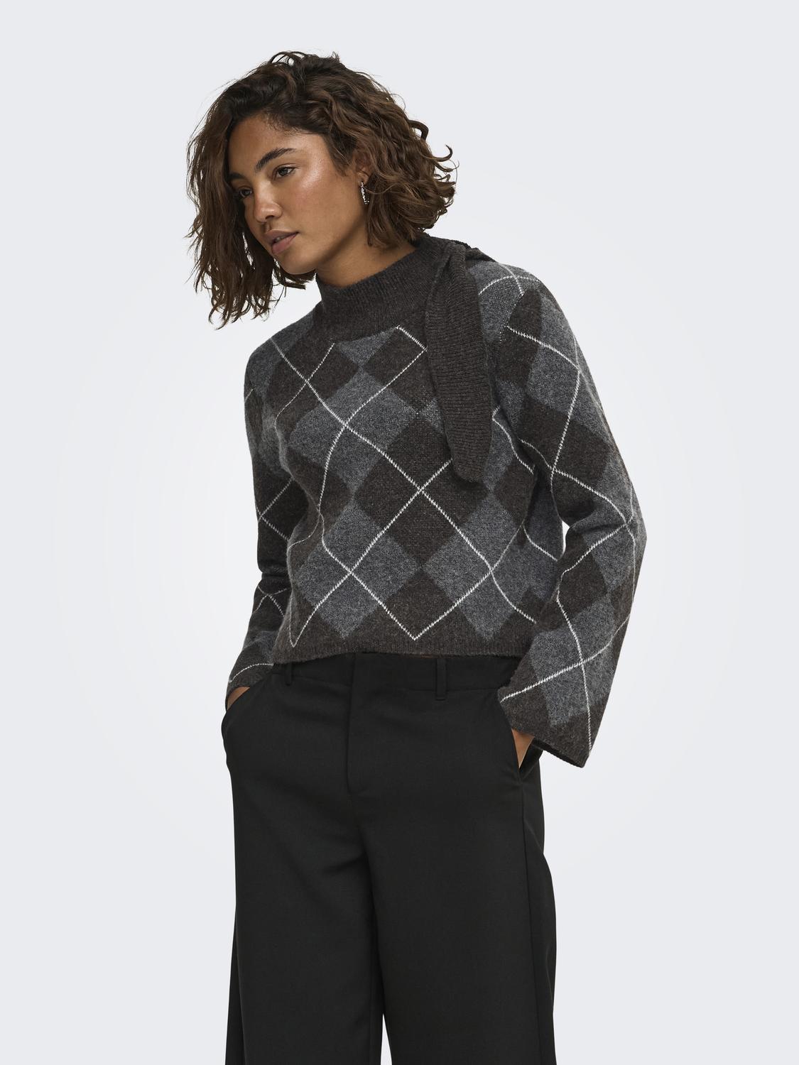ONLOLIVIA LS ARGYLE TIE HIGHNECK CC KNT