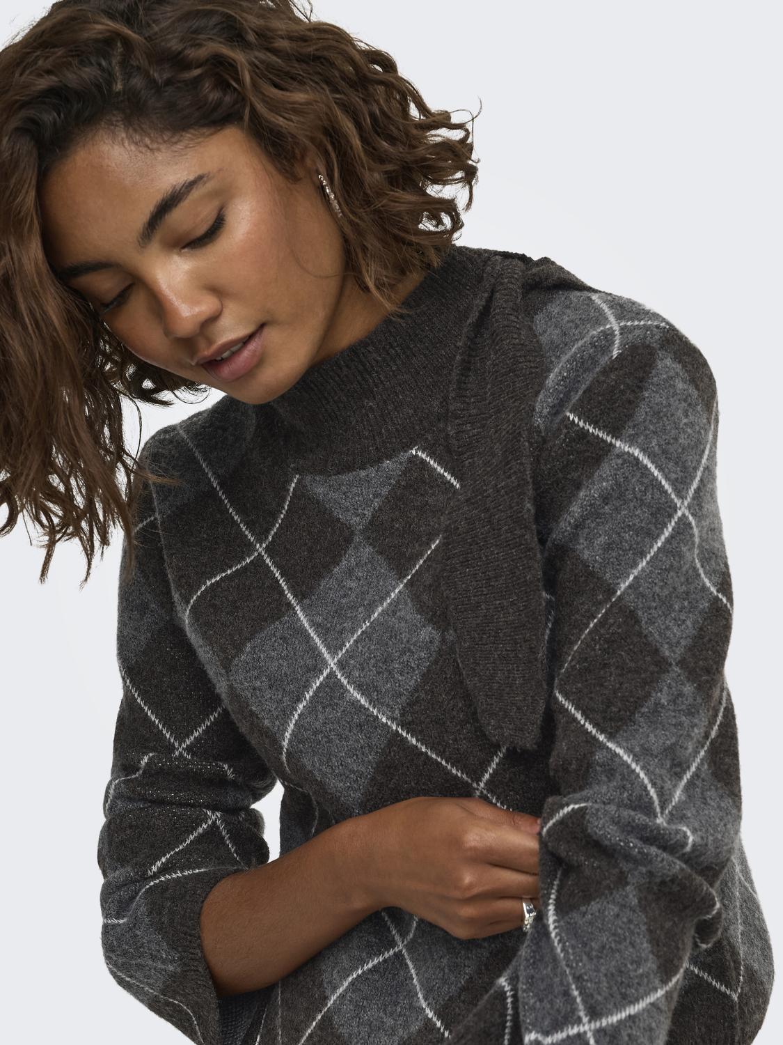 ONLOLIVIA LS ARGYLE TIE HIGHNECK CC KNT - 5
