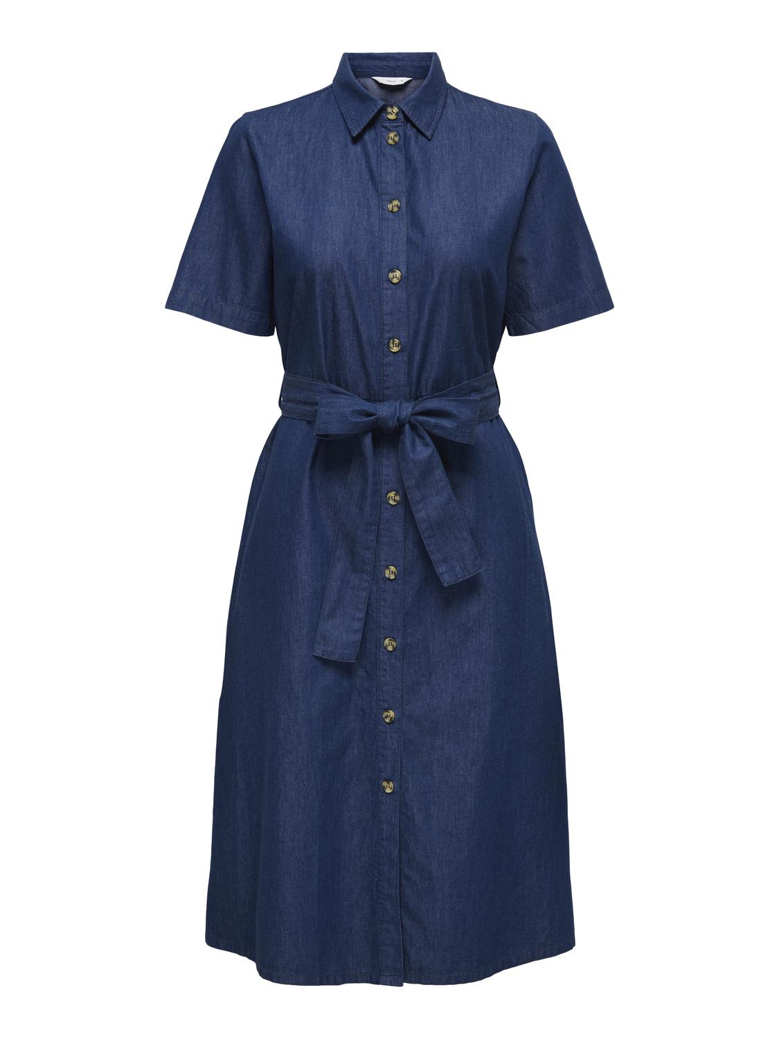 PGRIVER Bequemes Hemdkragenkleid mit kurzen Ärmeln für lässigen Sommerstil