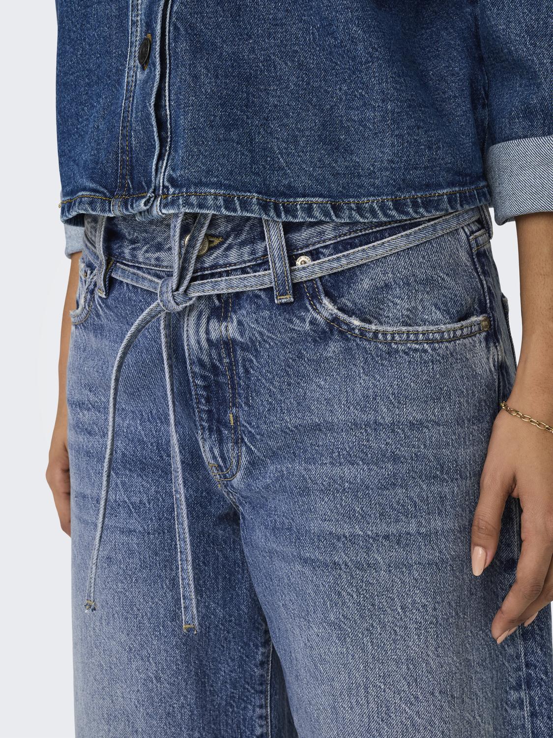 ONLGIANNA Belt Loops High Waist Straight Fit Jeans - 5