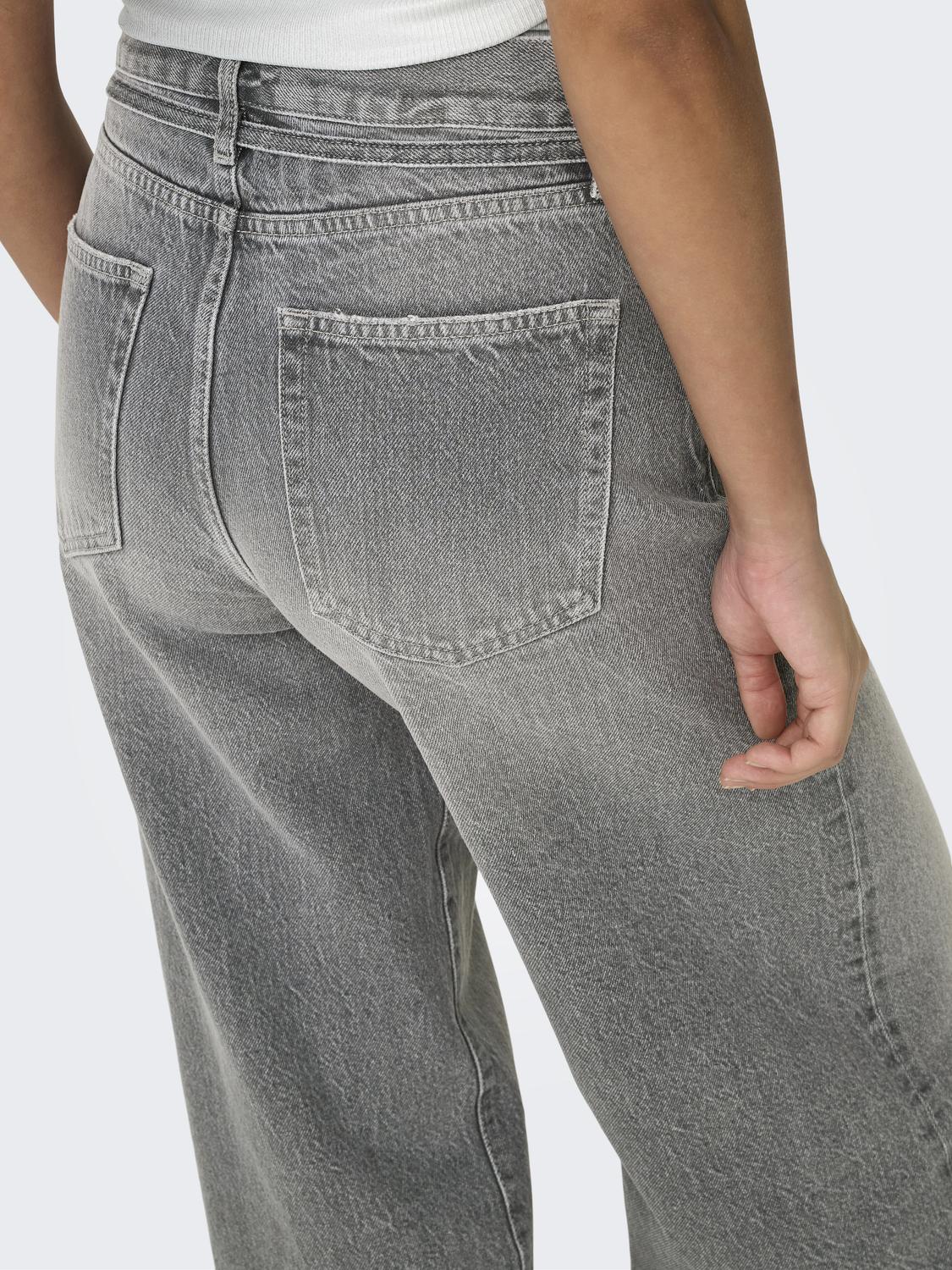 ONLGIANNA Straight fit jeans med bæltestropper og midt i taljen