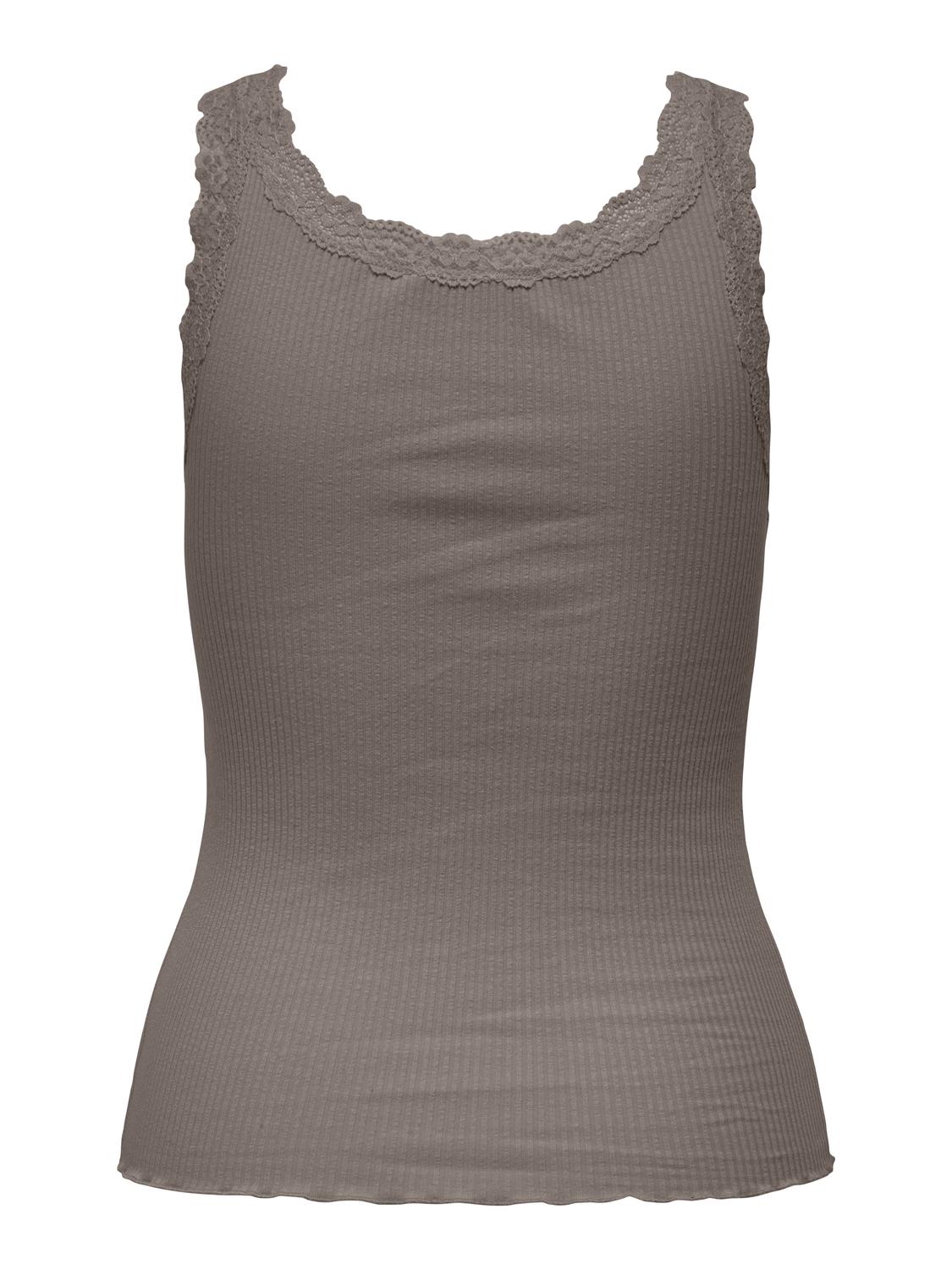 ONLSARA BASIC U-hals ærmeløs tanktop med blondedetalje - 2