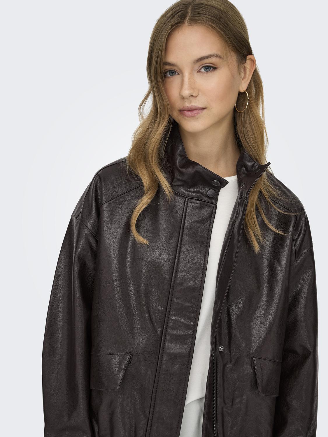 ONLJULIA FAUX LEATHER OVZ. BOMBER OTW - 4
