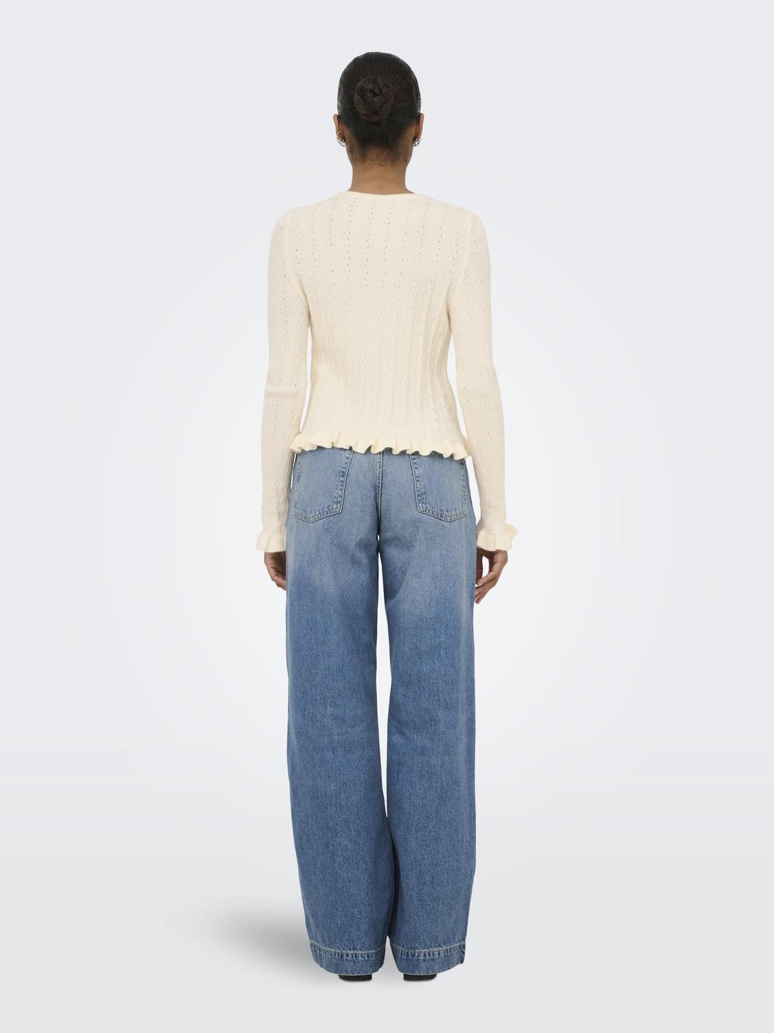 ONLIBI LS O-NECK FRILL CARDI EX KNT - 2