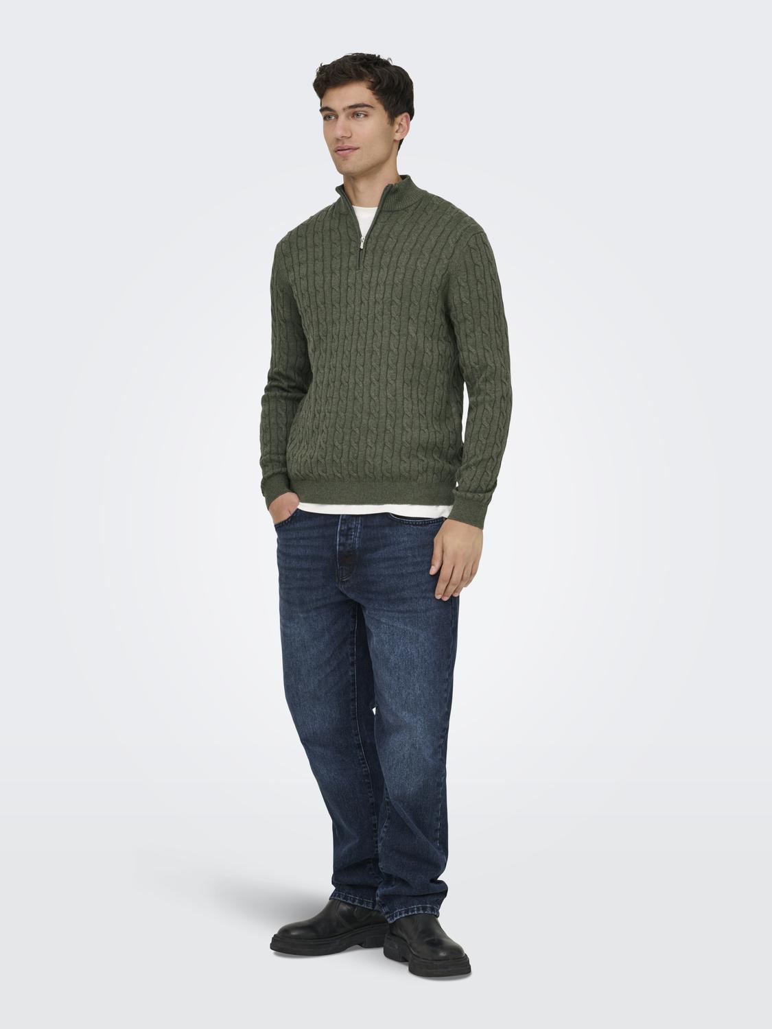 ONSLOUI REG 12 CABEL HALF ZIP KNIT NOOS - 6