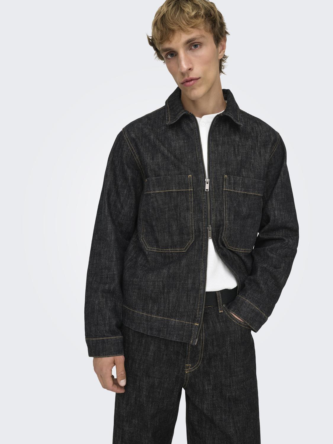 ONSCASSEL BLK RINSE 8542 DOT DNM JACKET - 5