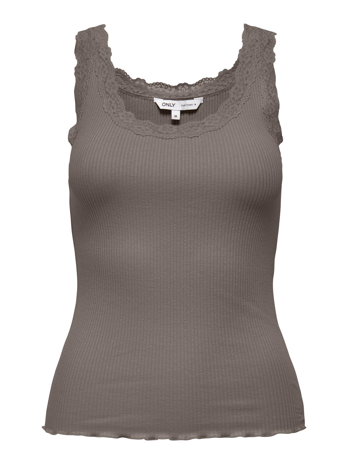 ONLSARA BASIC U-hals ærmeløs tanktop med blondedetalje