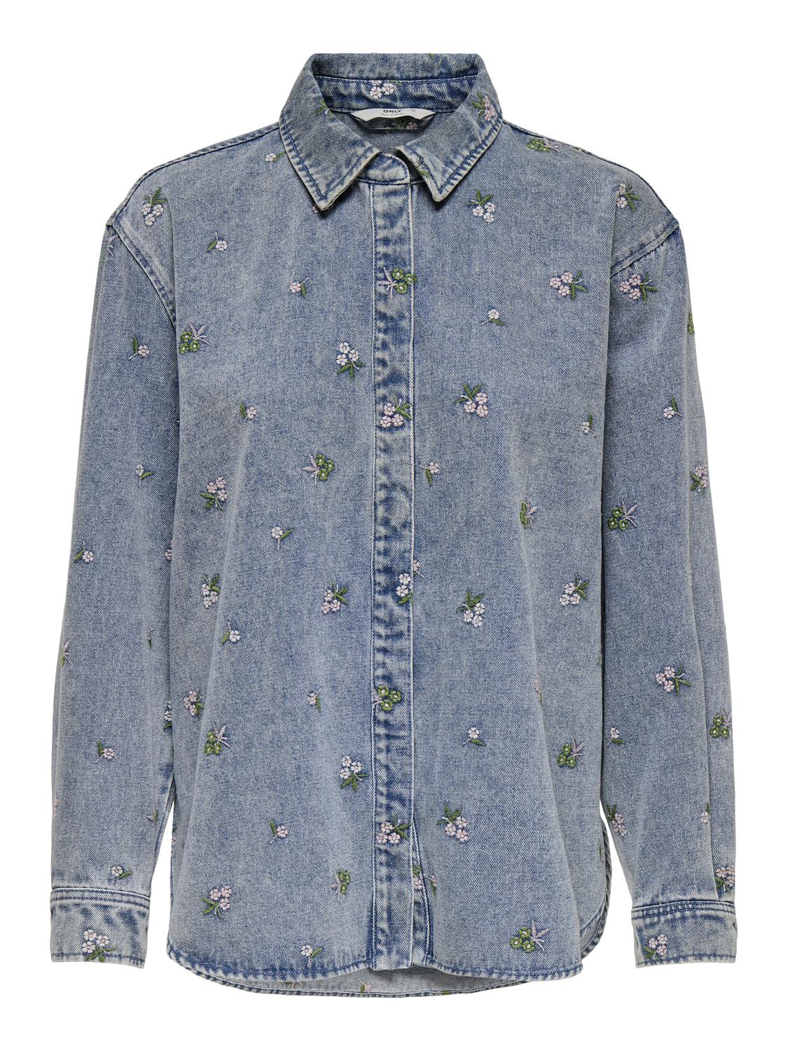 ONLVERA L/S FLOWER EMB SHIRT DNM NOOS