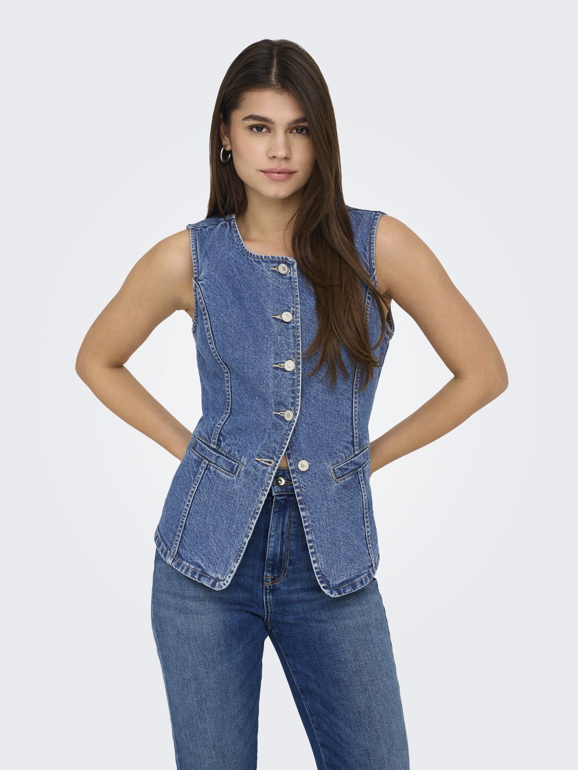 ONLGIULINA S/L BUTTON WAISTCOAT DNM - 4