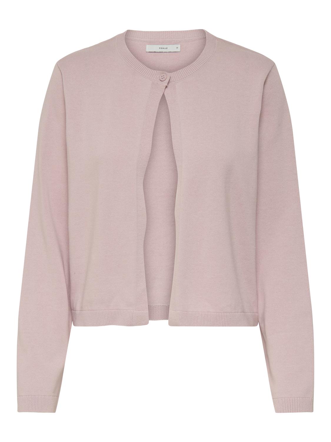 PGSINE O-hals strikket cardigan med lange ærmer