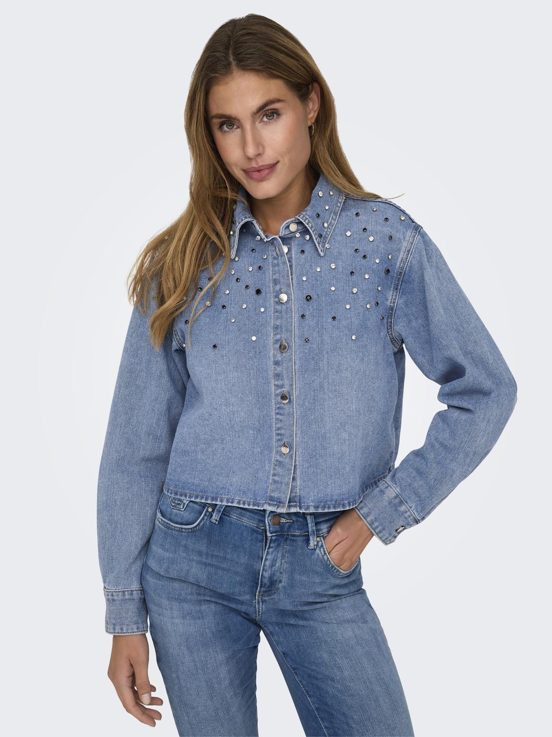 ONLMAGGIEMAY LS RHINESTONE DNM SHIRT MAE - 4