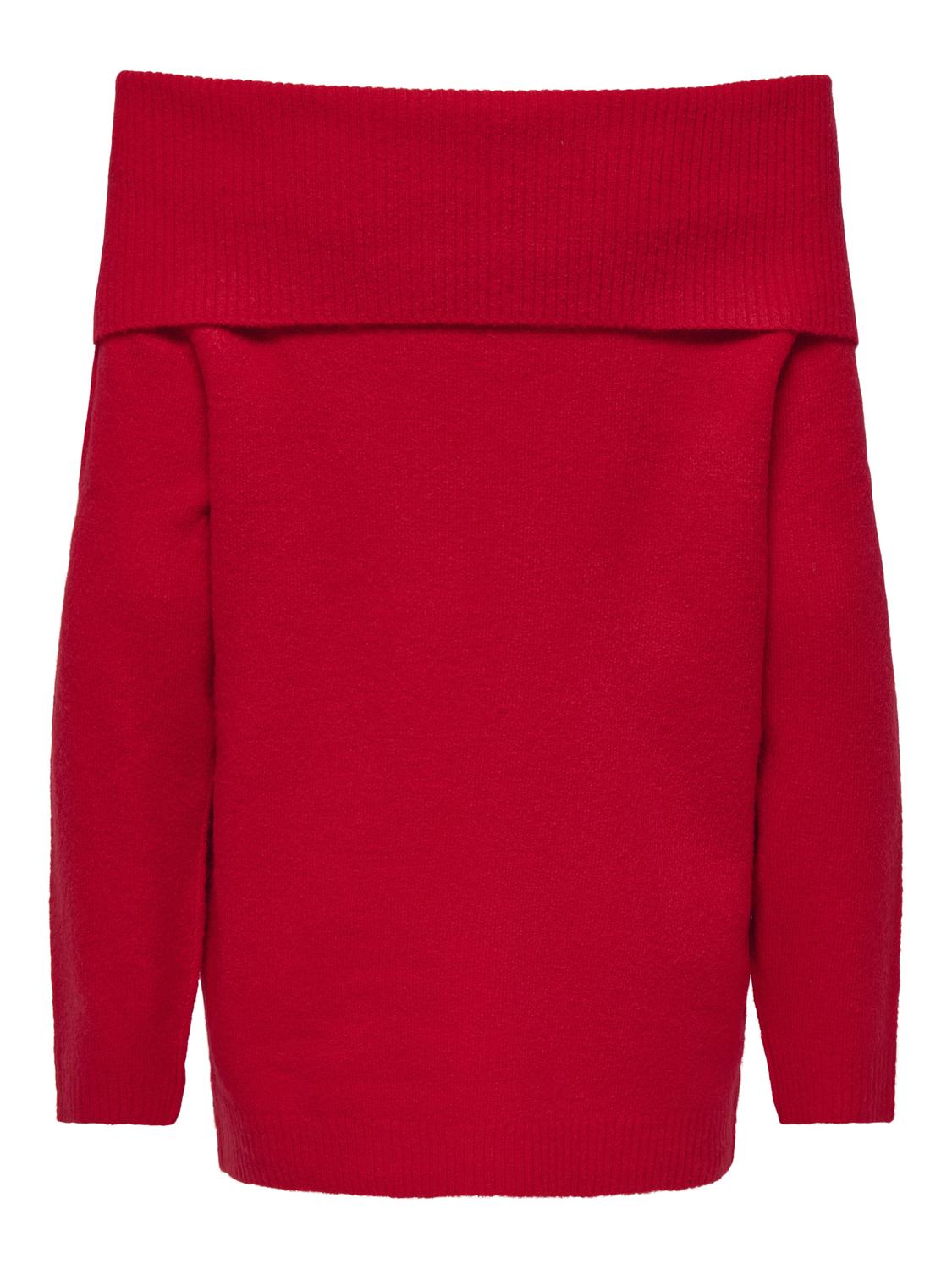 PGMARIYA Off Shoulder strikket pullover med ribkant forneden - 2