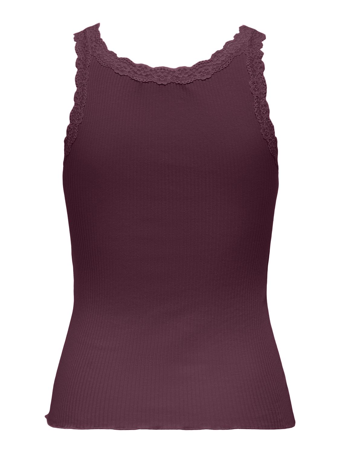 ONLSARA BASIC U-hals ærmeløs tanktop med blondedetalje - 7