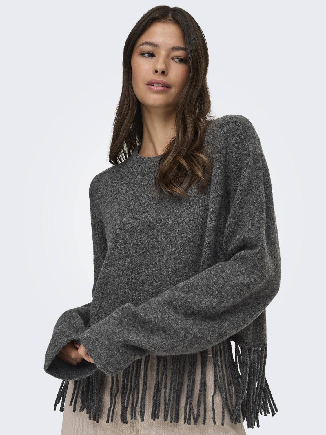JDYANDREA L/S FRINGE PULLOVER KNT - 4