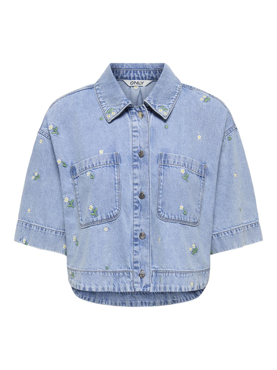 ONLCLEO SS EMBROI CROP DNM SHIRT PIM - 3