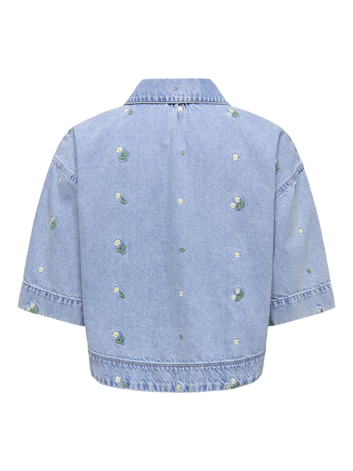 ONLCLEO SS EMBROI CROP DNM SHIRT PIM - 7