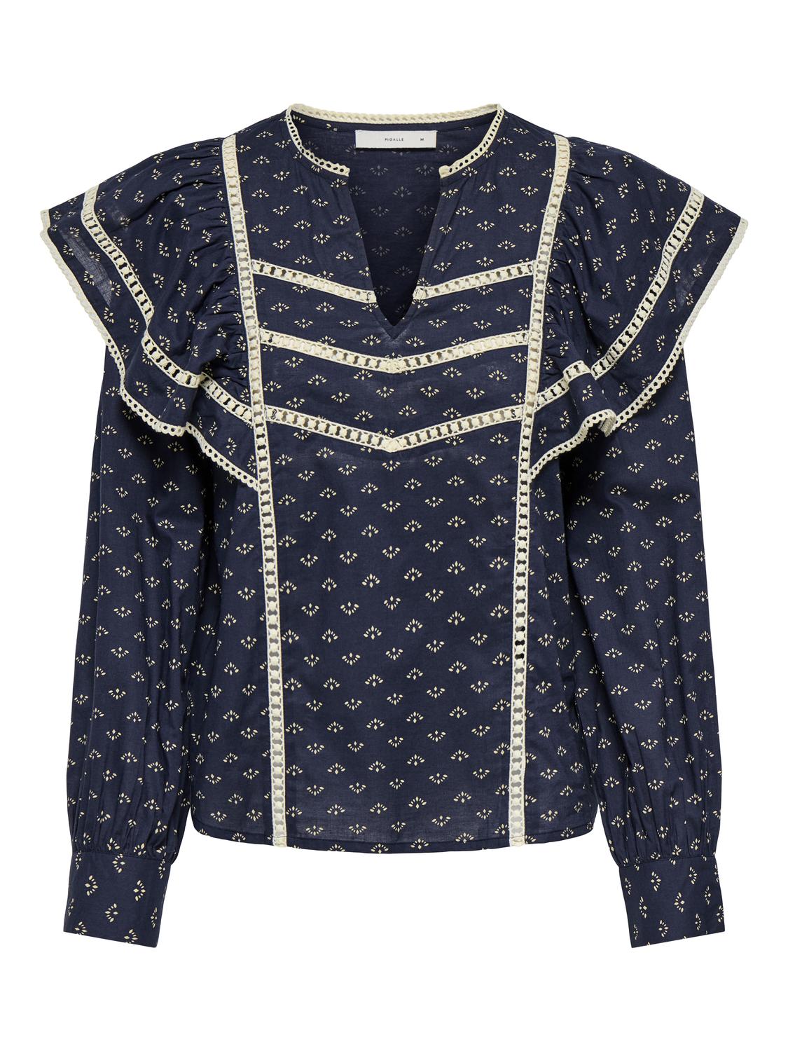 PGPUNJA Bluse med Flæser og Regular Fit