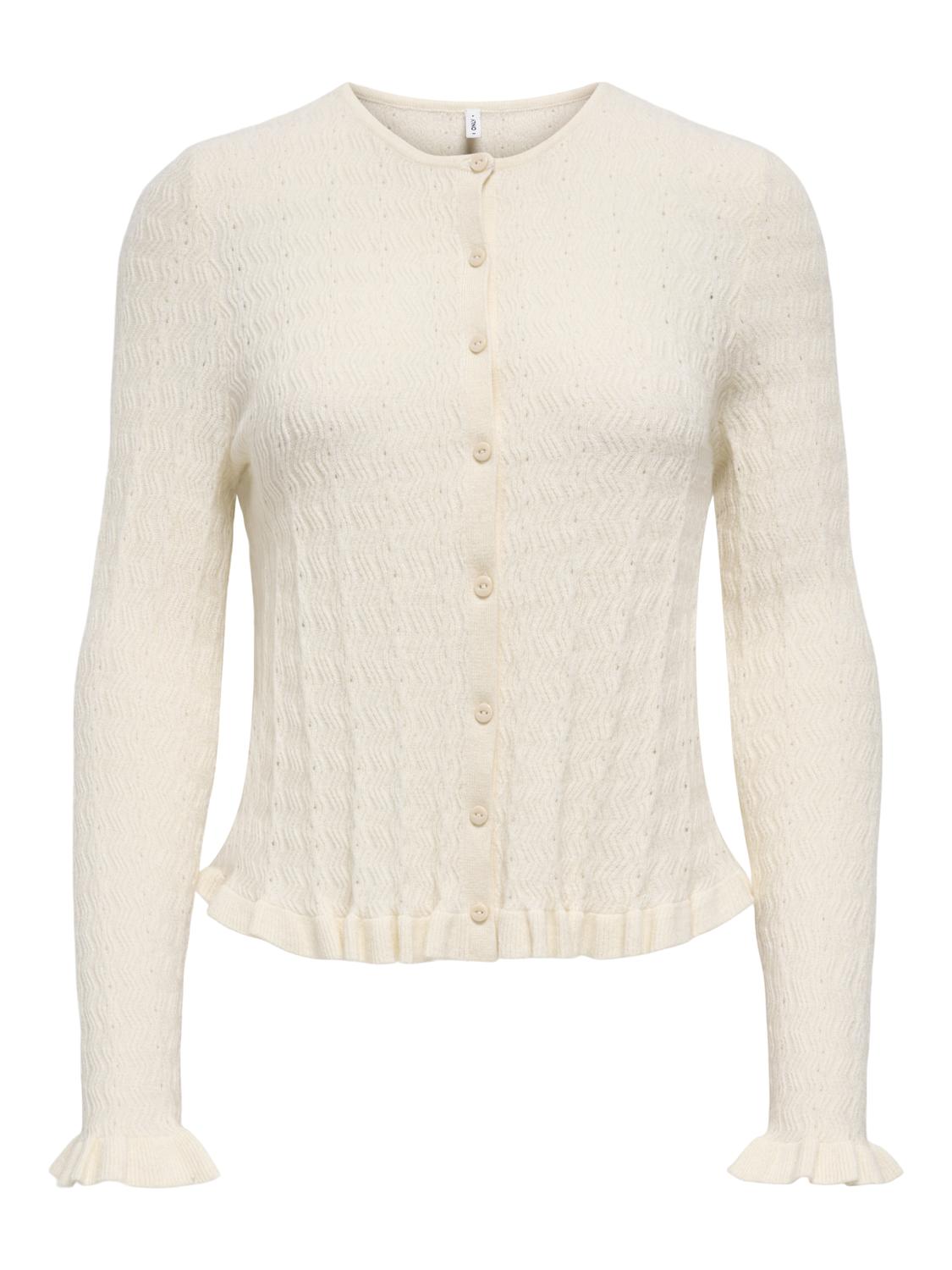 ONLIBI LS O-NECK FRILL CARDI EX KNT - 3