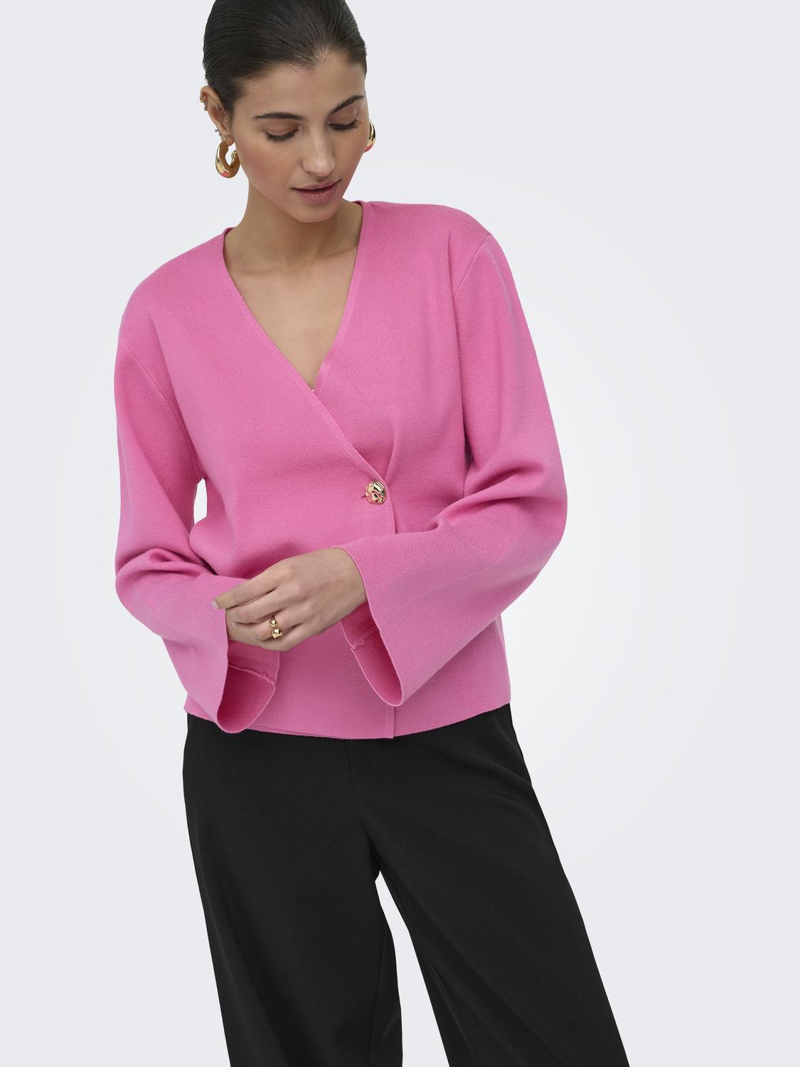 ONLJING LS VNECK ONE BUTTON CARDI EX KNT - 5