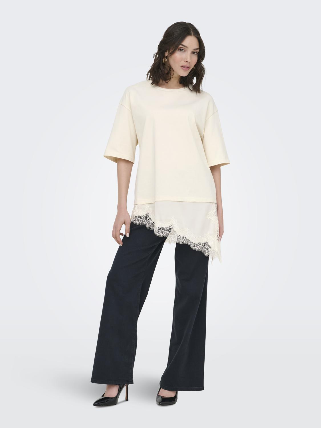 JDYALMA 2/4 LACE DETAIL T-SHIRT JRS NOOS - 6