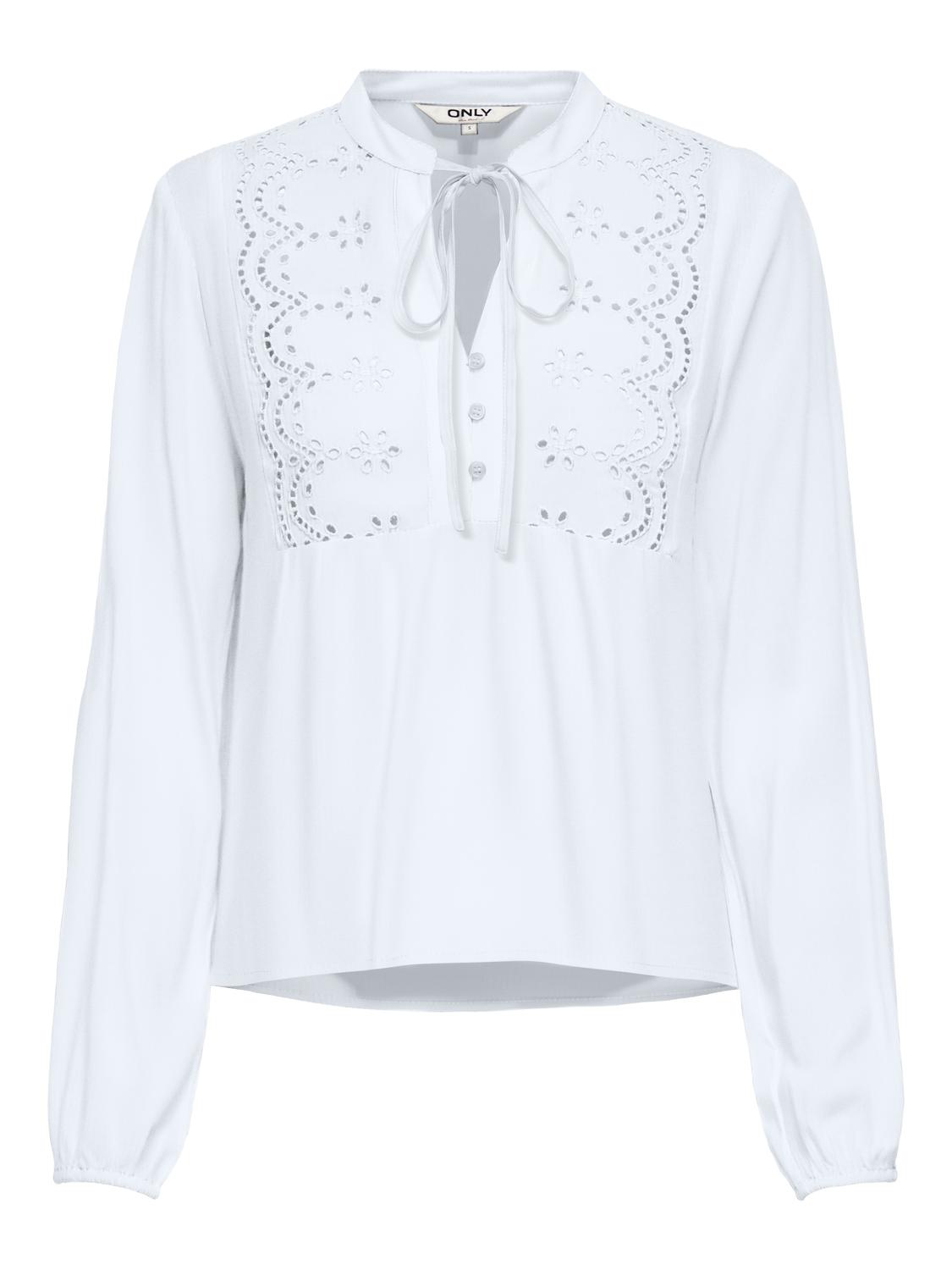 ONLLENNYO LS EMBROID V-NECK TOP NOOS WVN