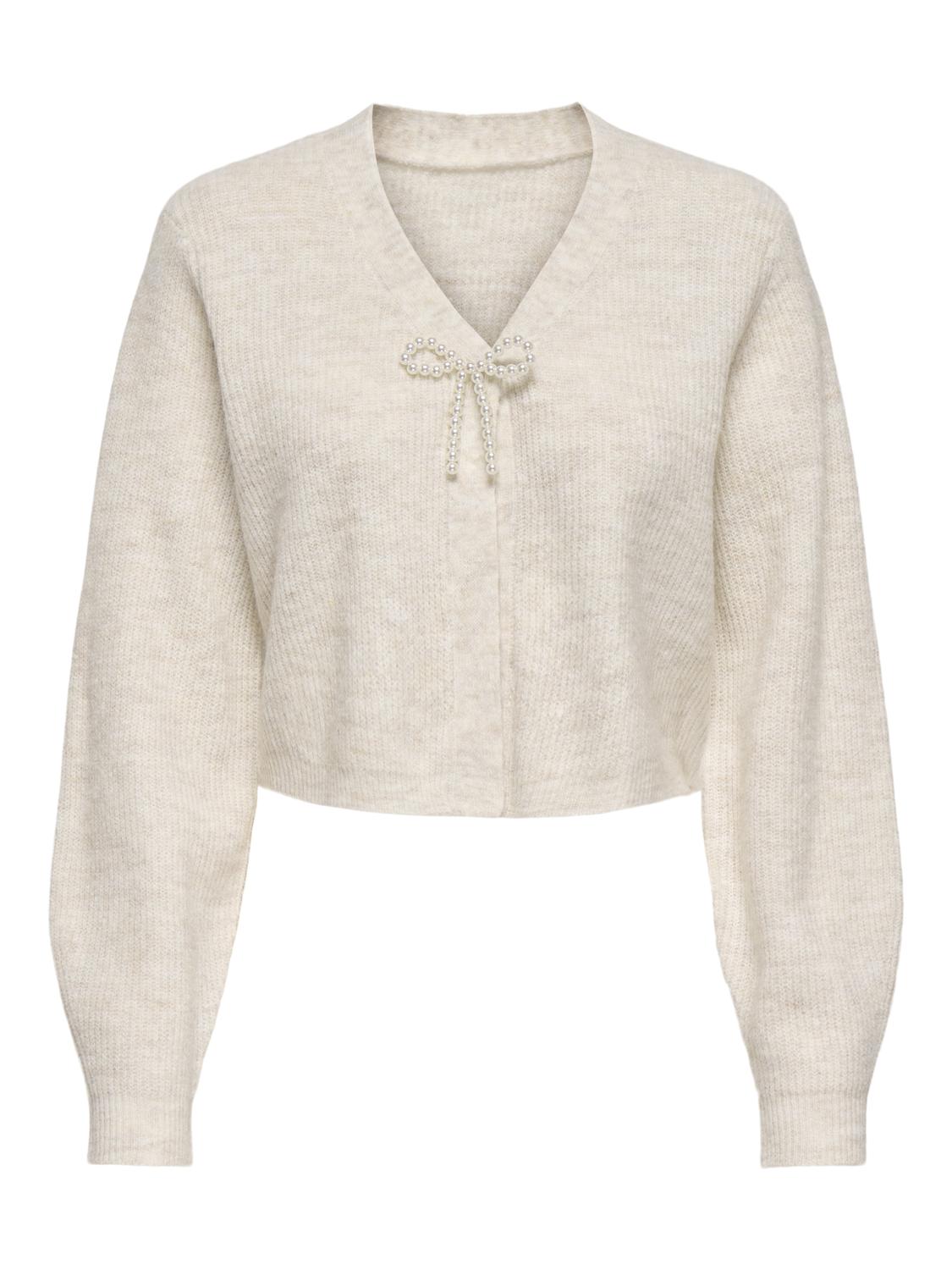 STUANNA Feminin strikket cardigan med V-hals og lange ermer