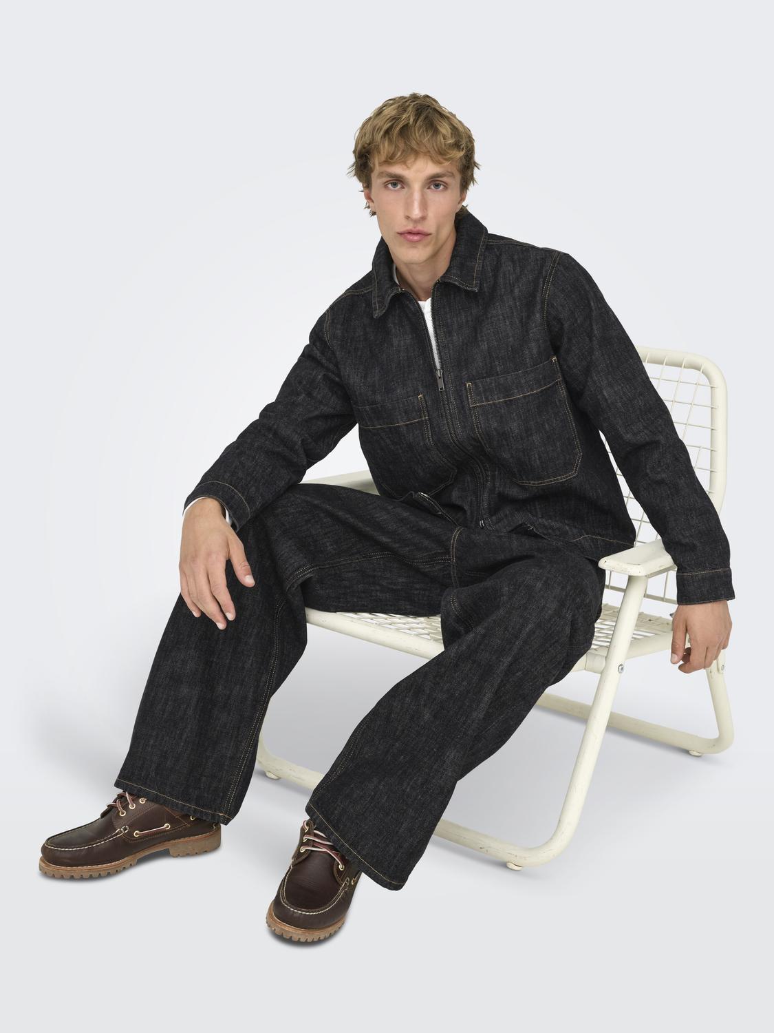 ONSCASSEL BLK RINSE 8542 DOT DNM JACKET - 4