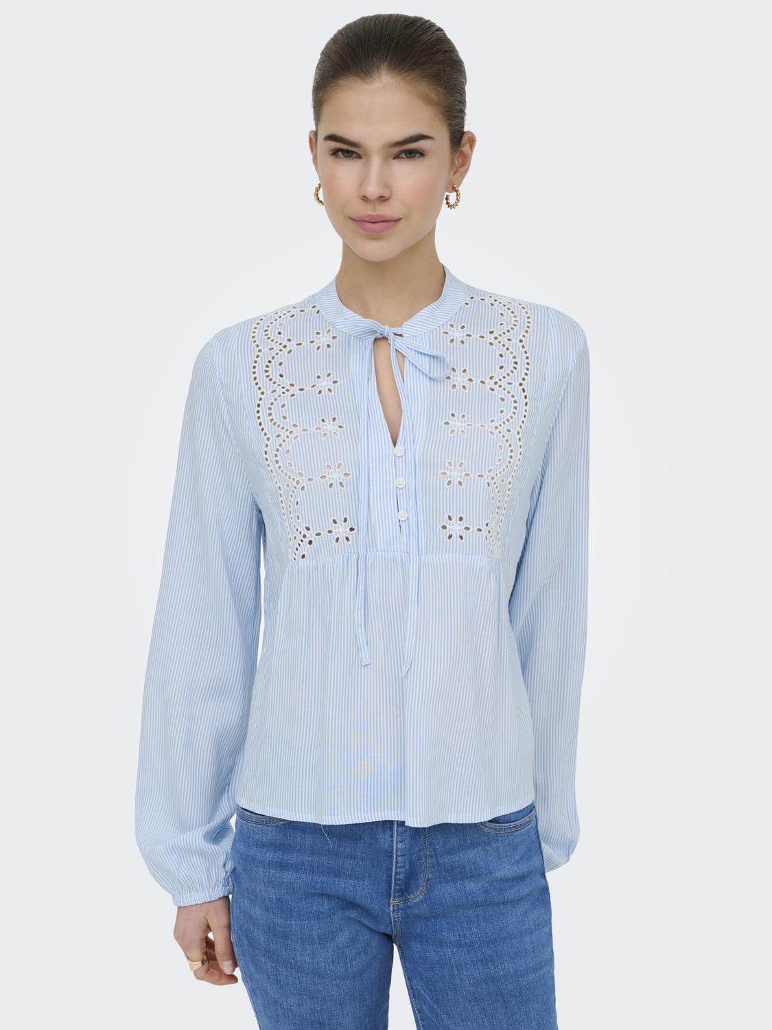 ONLLENNYO LS EMBROID V-NECK TOP NOOS WVN - 5