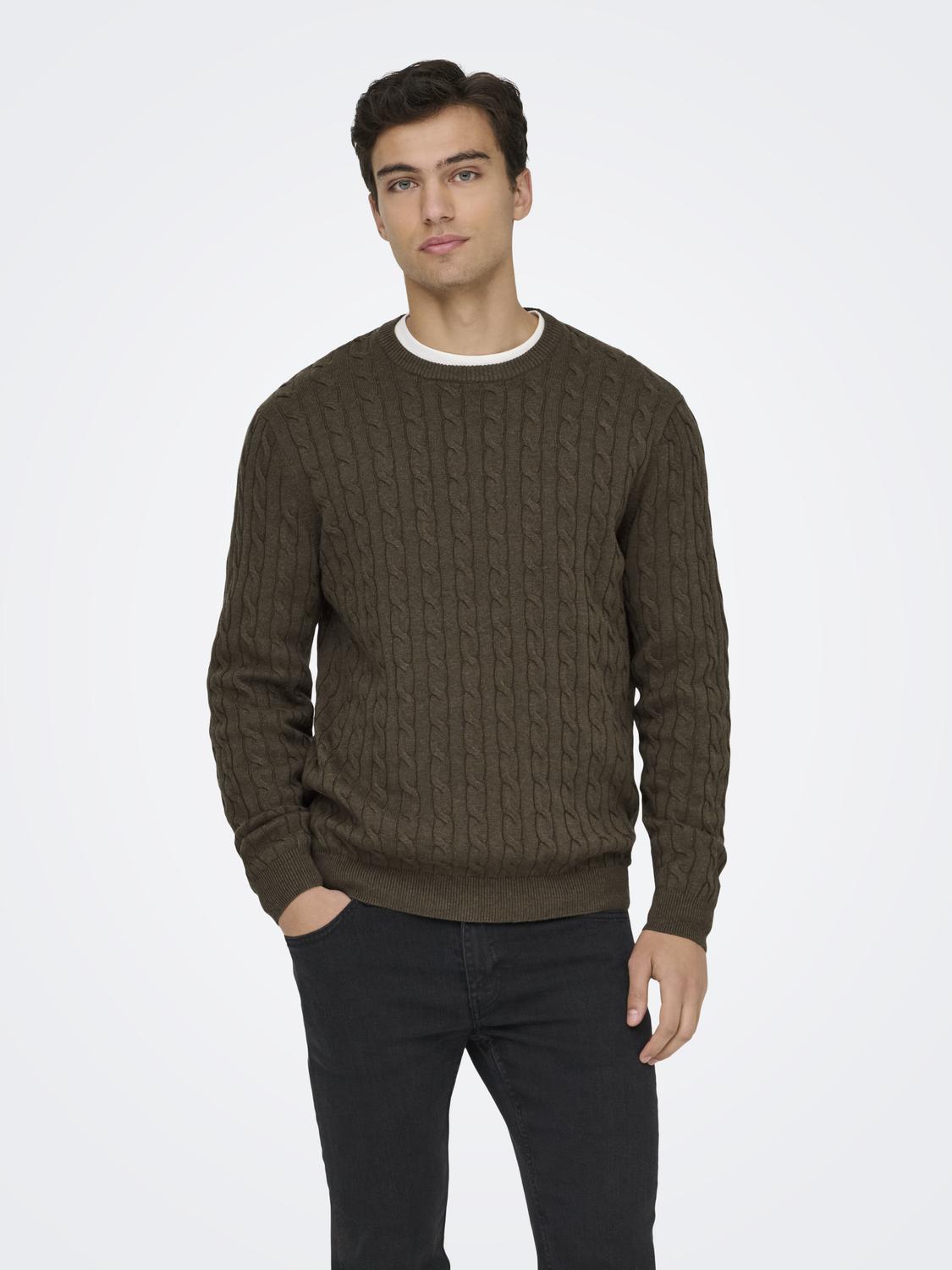 ONSLOUI REG 12 CABEL CREW KNIT NOOS