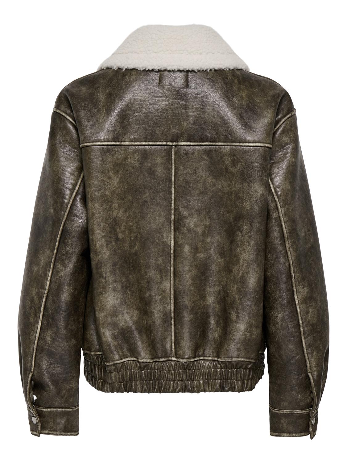 ONLINGRID FAUX LEATHER WASHED BOMBER OTW - 7
