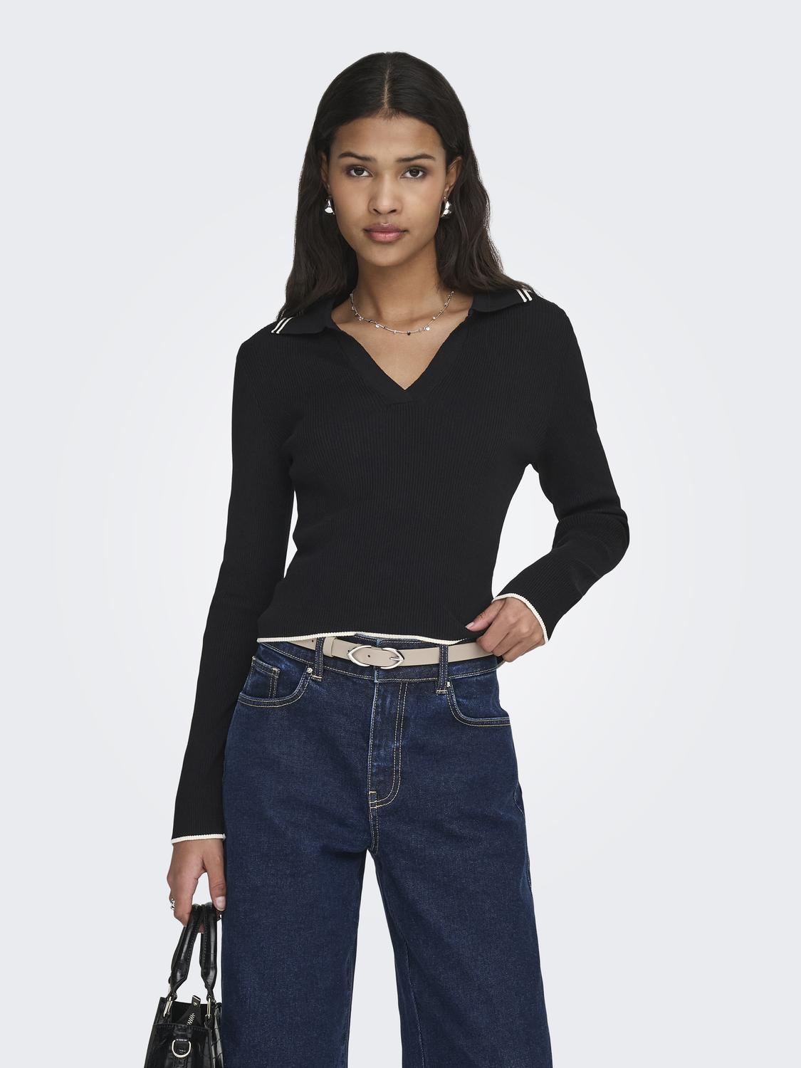 JDYNANNA L/S SHORT COLLAR PULLOVER KNT